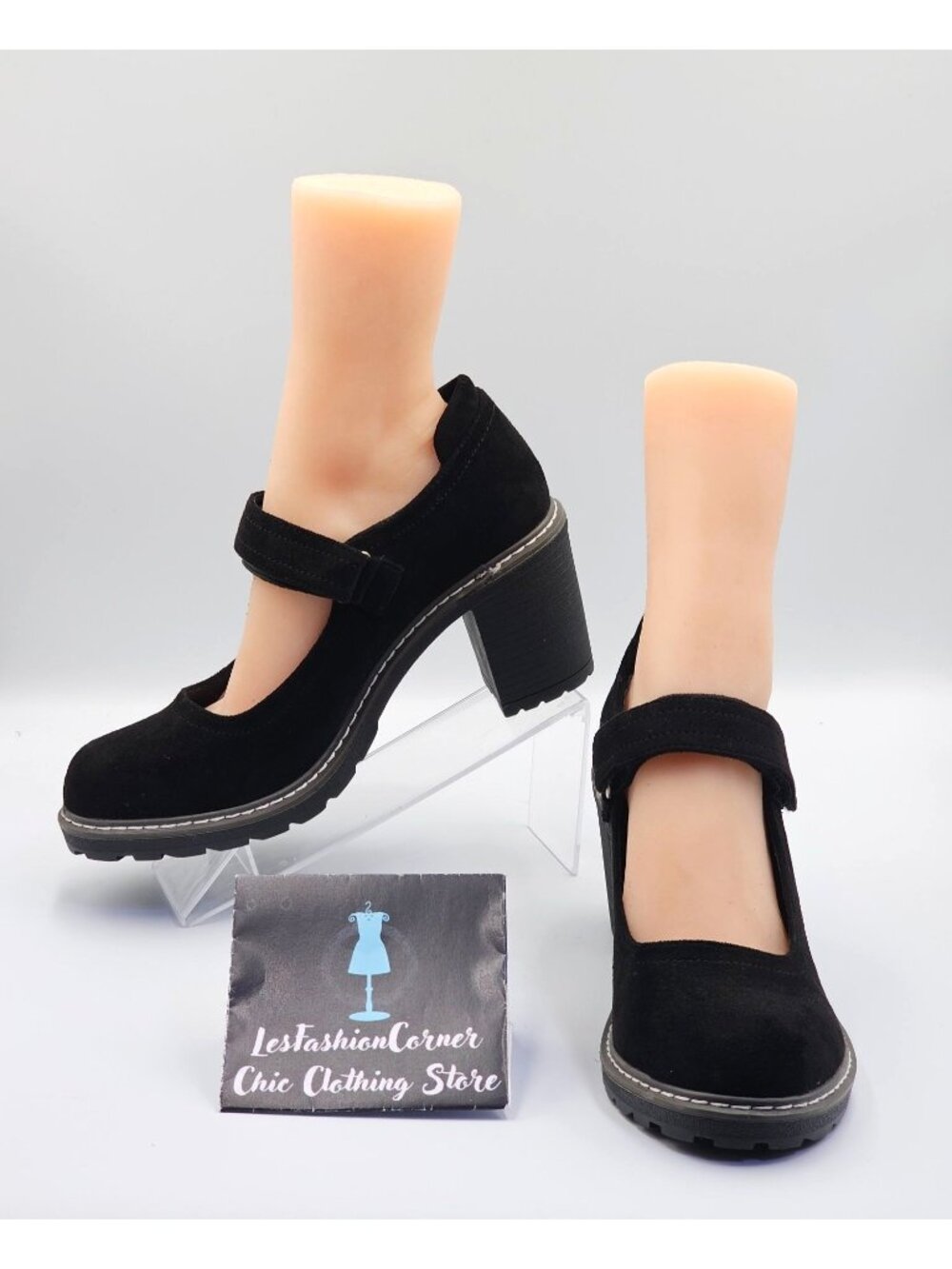 NWOB Corky's Women's Black Suede Mary Go Round Block Heels Size 10 2438